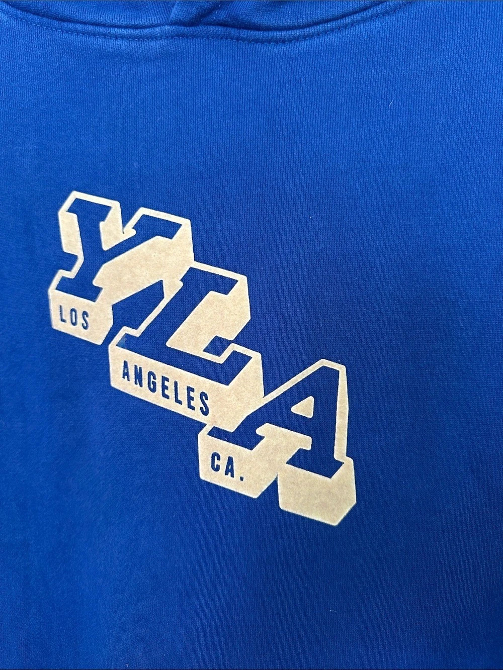 YoungLA Blue Graphic Pullover Hoodie with Kangaroo Pocket and Snaps at Neck S - Picture 6 of 12